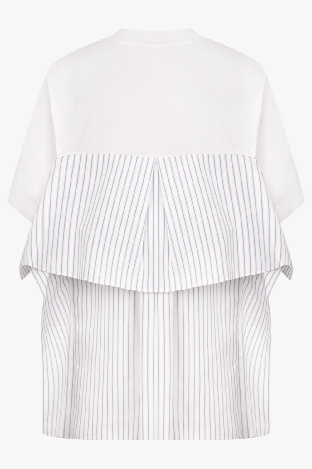 Sacai T-Shirt X Stripe Shirt Panel in White/Black