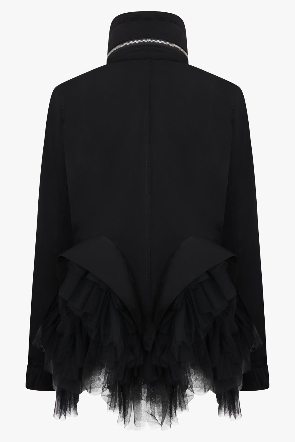 Noir Kei Ninomiya Ruffle Trim Tulle Hem Jacket in Black
