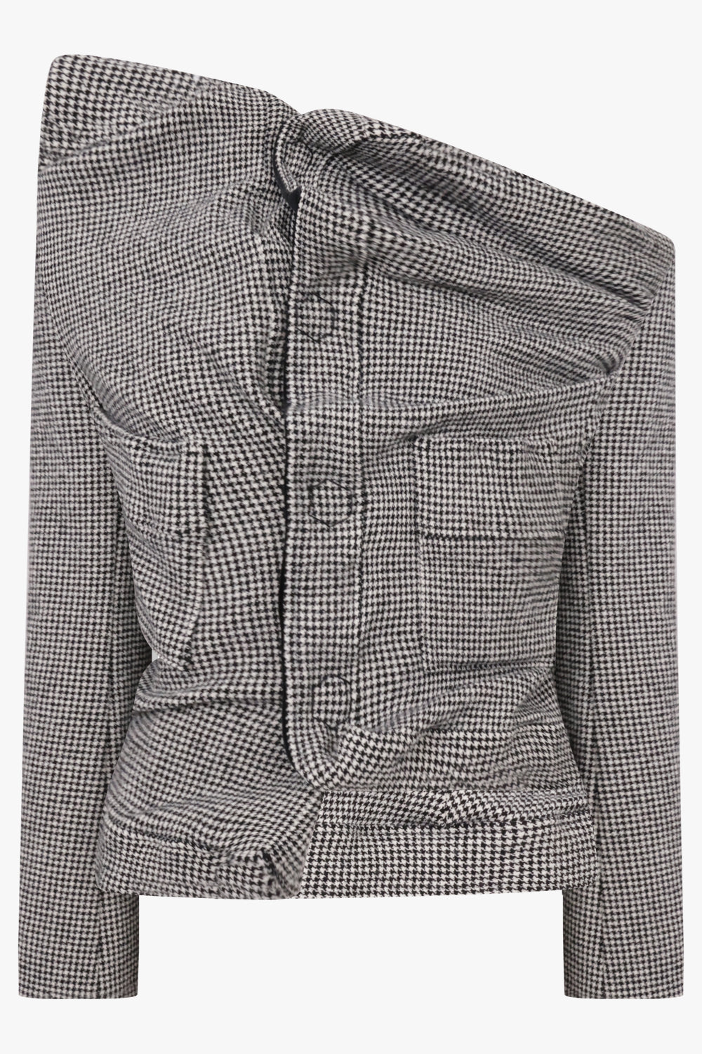 Junya Watanabe Draped Houndstooth Jacket in Grey