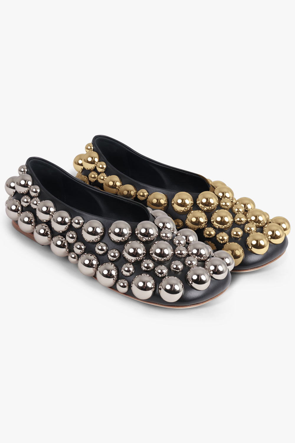 AWAKE MODE SHOES Mismatched Dora Embellished Flat Slipper | Black/Silver/Gold