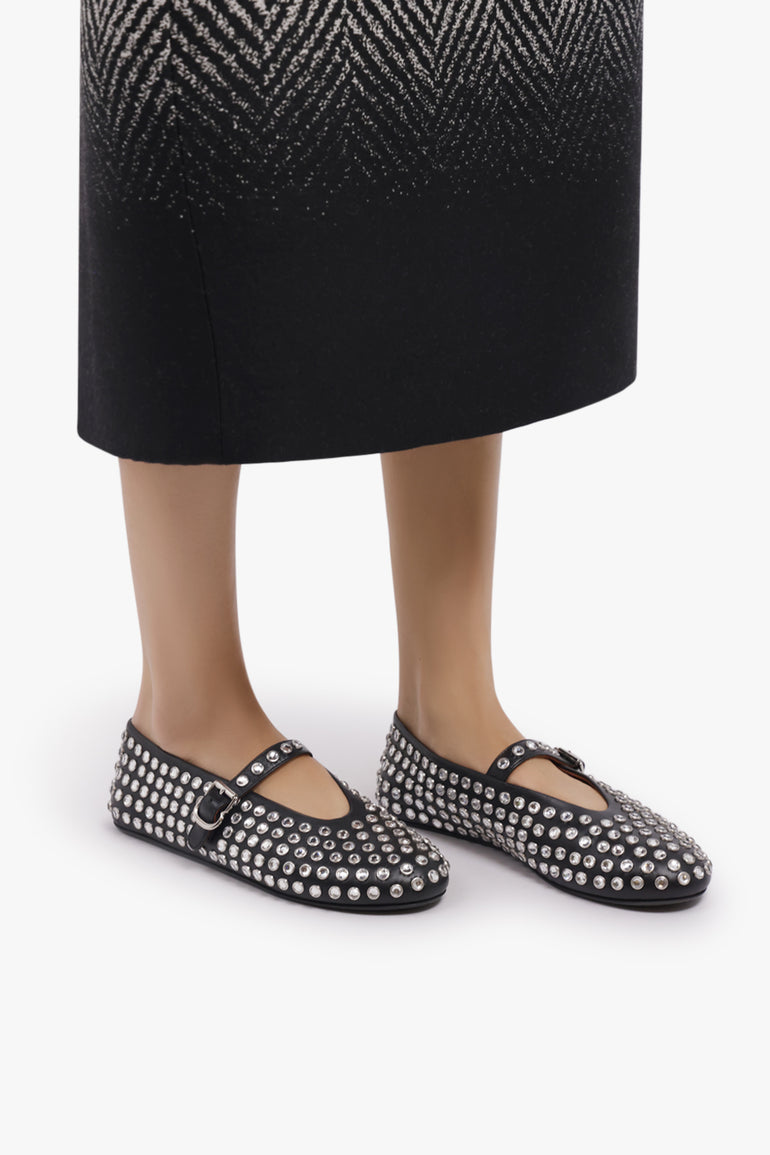 ALAIA SHOES Crystal Embellished Ballet Flat | Black