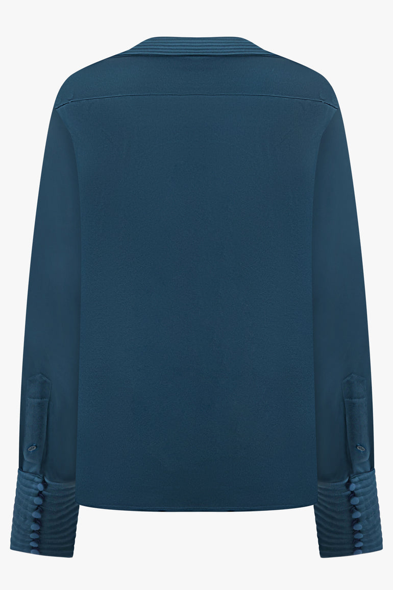 DRIES VAN NOTEN RTW Celinta Fluid L/S Shirt | Petrol Blue