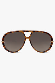 BOTTEGA VENETA SUNGLASSES BROWN / Havana/Gold BV1274S Aviator Sunglasses | Havana/Gold