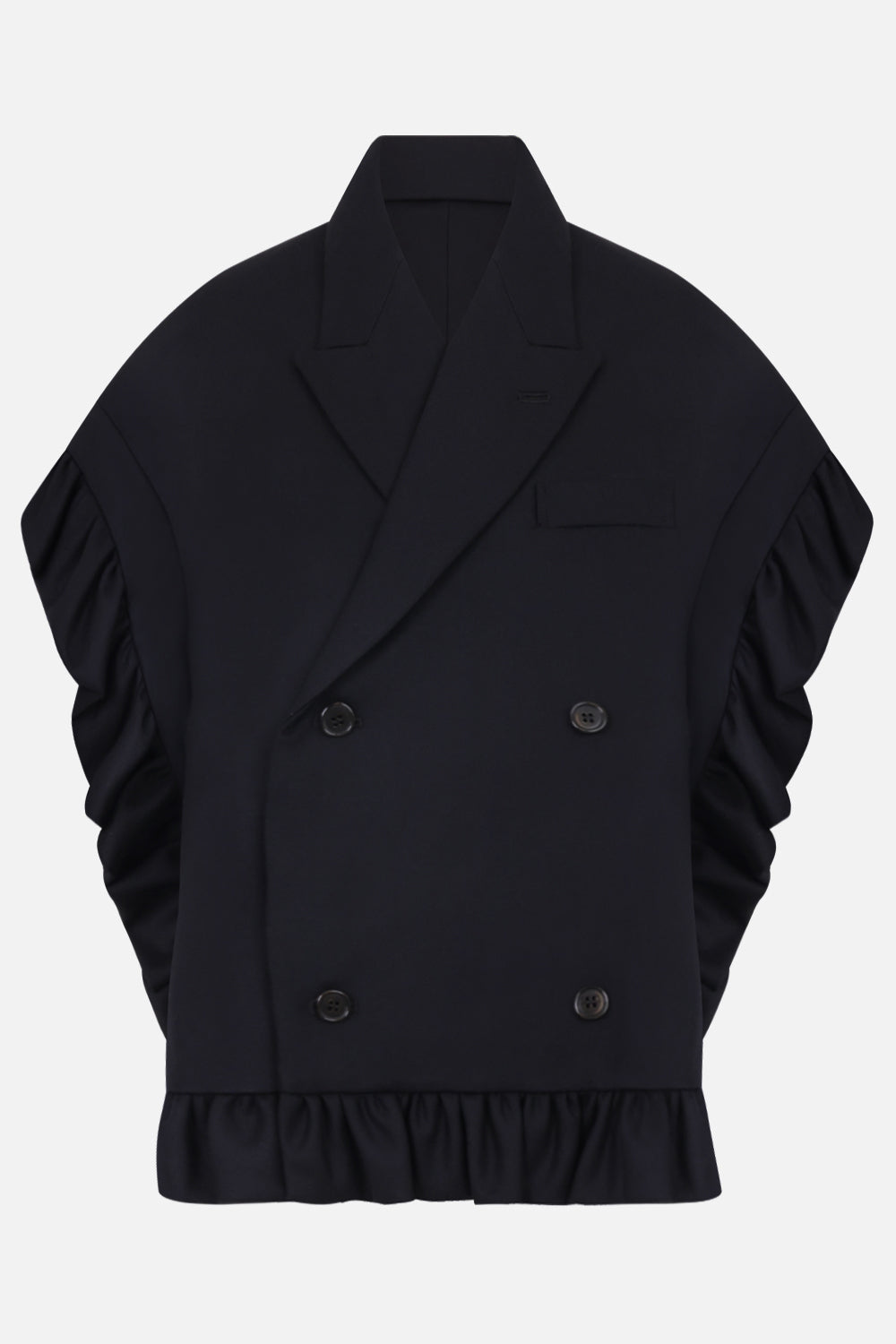 【新品】【noir kei ninomiya】 クロップドジャケット NOIR KEI NINOMIYA RUFFLE TRIM CROP JACKET BLACK NEW SEASON PARLOUR