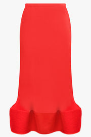 MELITTA BAUMEISTER RTW Wavy Ripple Midi Skirt | Bold Red