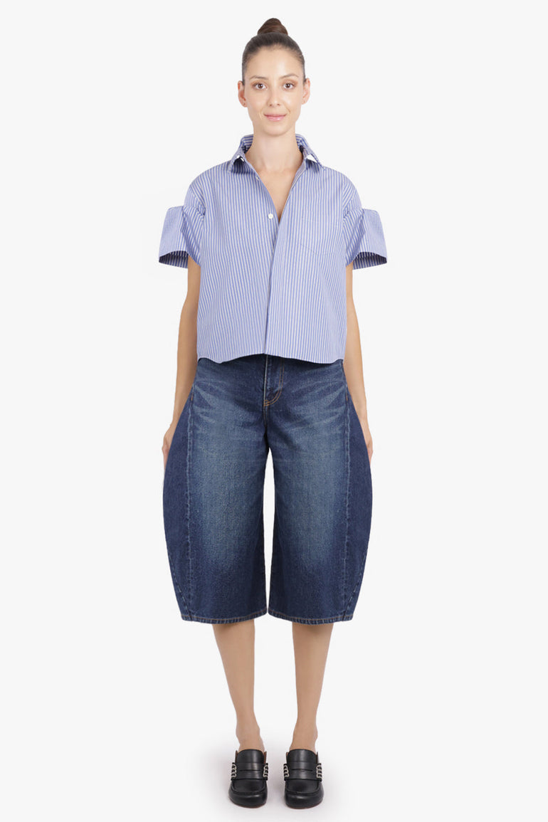 SACAI RTW S/S Stripe Shirt With Puff Sleeves | Blue