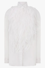 Viktor & Rolf Feather Tuxedo Plastron Shirt in White