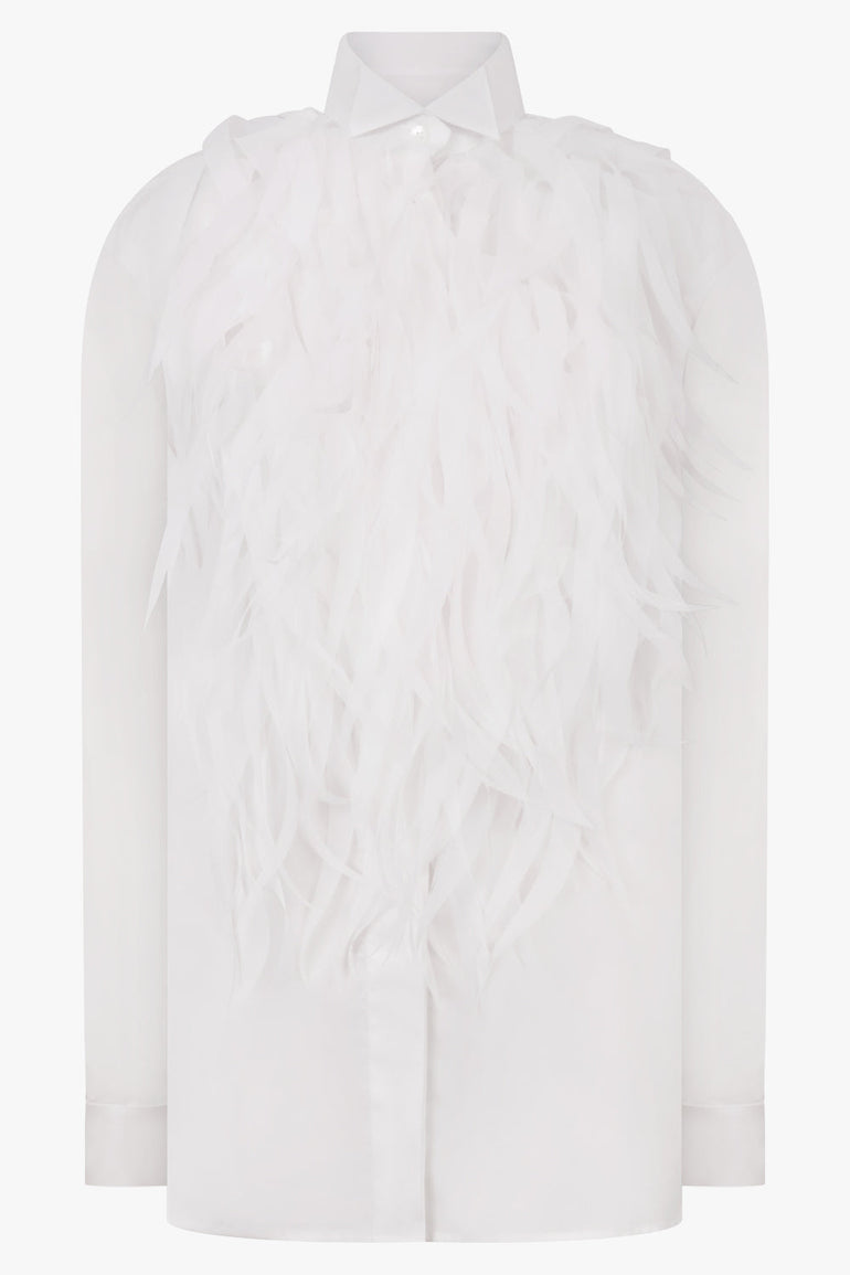 Viktor & Rolf Feather Tuxedo Plastron Shirt in White