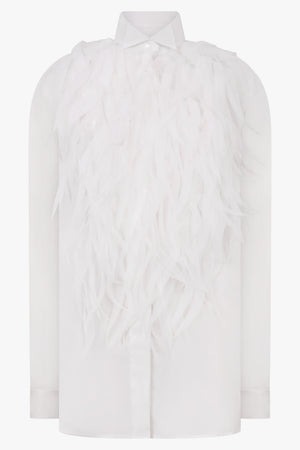 Viktor & Rolf Feather Tuxedo Plastron Shirt in White