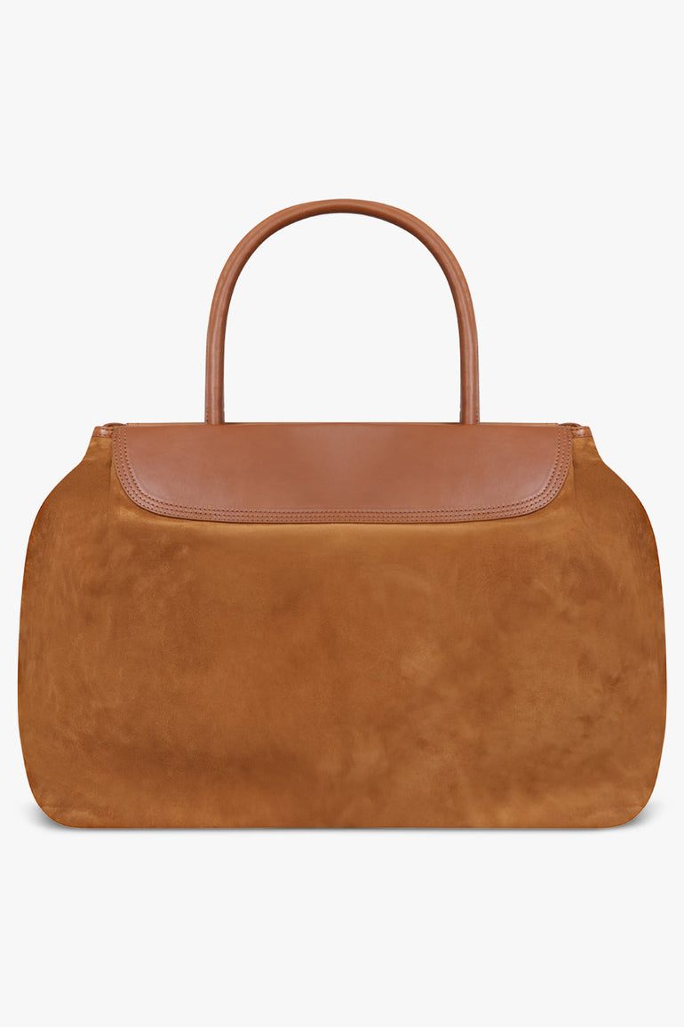 Dries Van Noten Blossom Suede Shoulder Bag in Tan