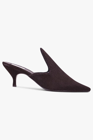 Court 60mm Hair Calf Mule | Chocolate
