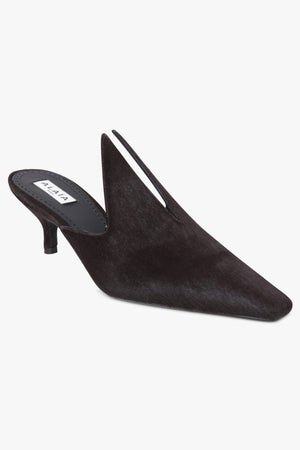 Court 60mm Hair Calf Mule | Chocolate