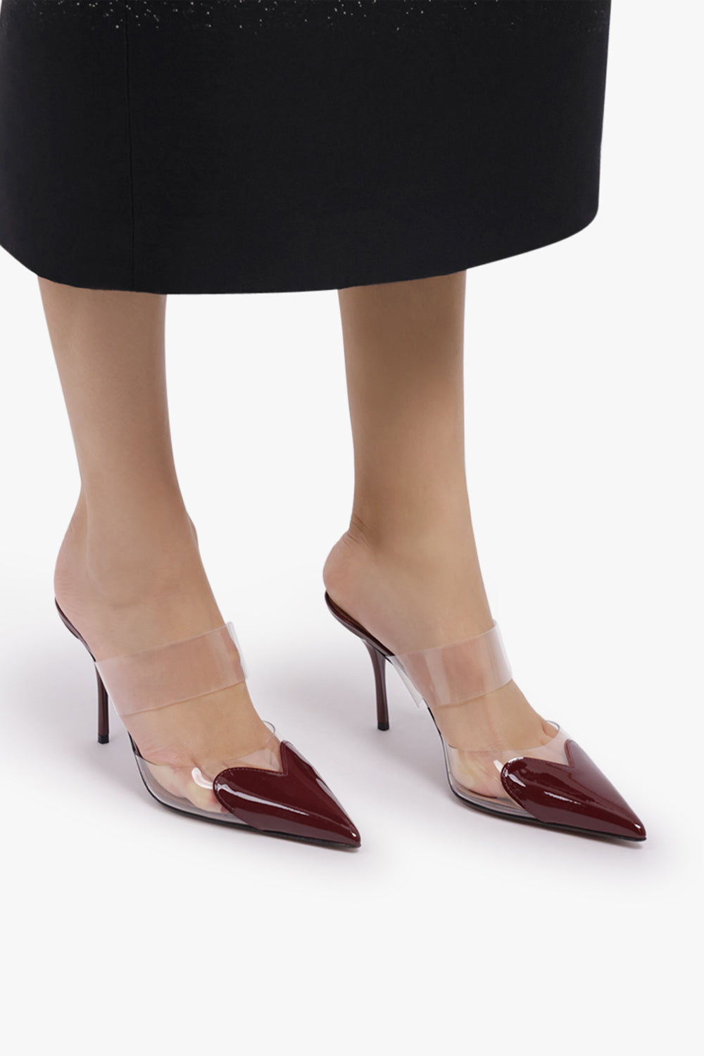 ALAIA SHOES Le Coeur Heart 90mm Patent Mule | Garnet Red