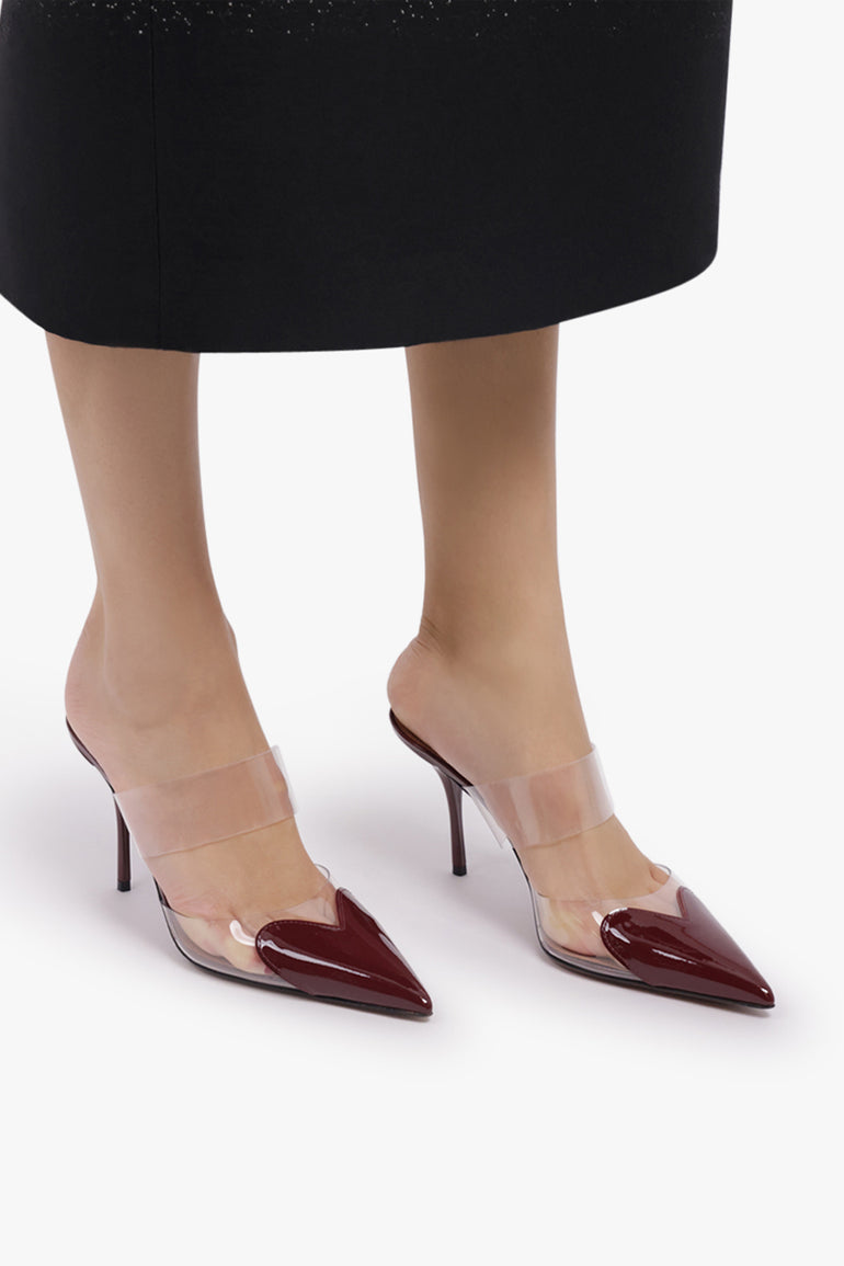 ALAIA SHOES Le Coeur Heart 90mm Patent Mule | Garnet Red