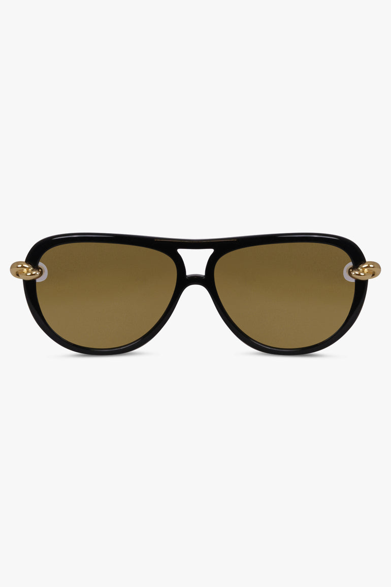 BOTTEGA VENETA SUNGLASSES BLACK / Black/Yellow/Gold BV1418S Knot Sunglasses | Black/Yellow/Gold
