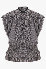 SACAI RTW Tweed Fringe crop Vest | Grey