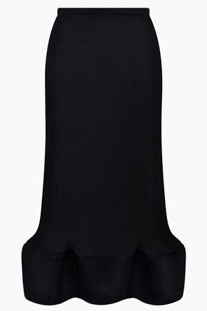 Wavy Ripple Midi Skirt | Black