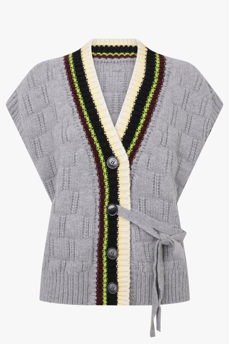 Dries Van Noten Telia Sleeveless Cardigan in Grey
