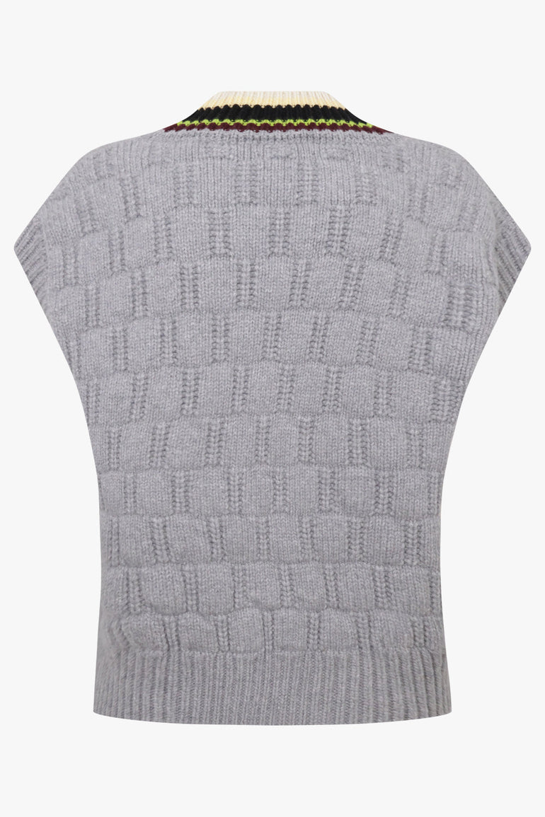 Dries Van Noten Telia Sleeveless Cardigan in Grey