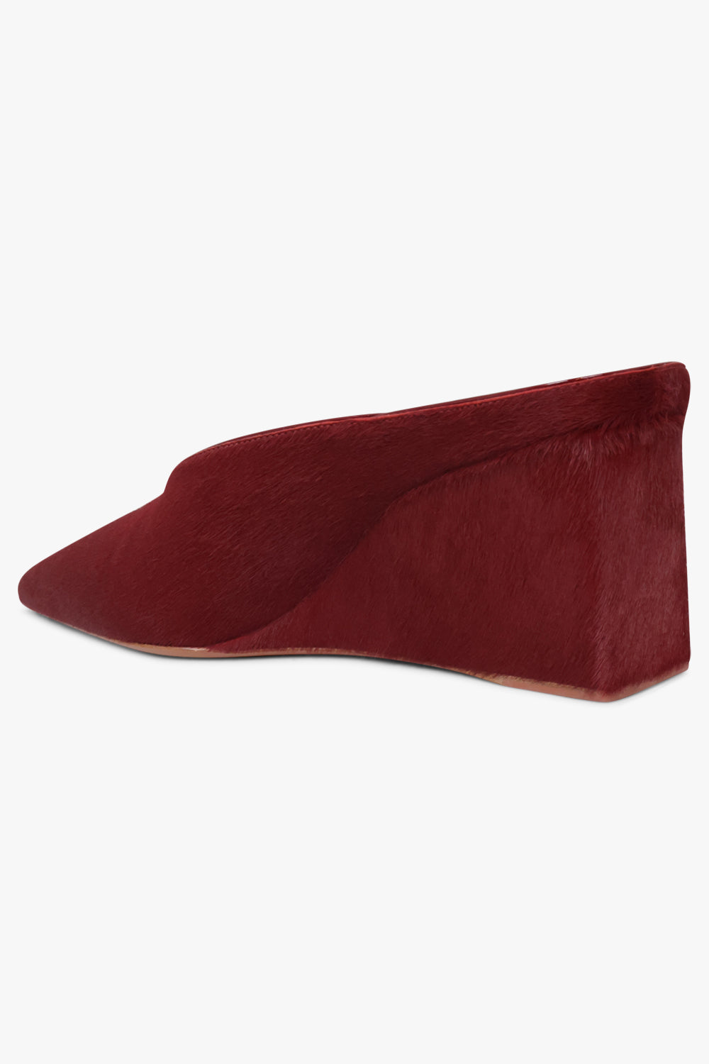 Alaïa Wedge 75mm Calf Hair Mules in Cherry Red