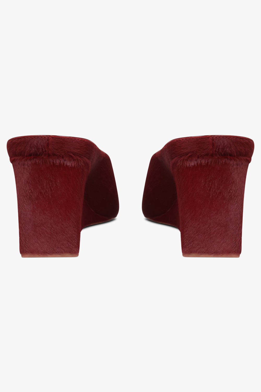 Alaïa Wedge 75mm Calf Hair Mules in Cherry Red