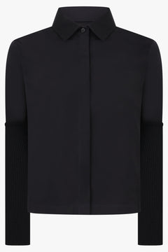 Alaïa Rib Knit Sleeve Shirt in Black