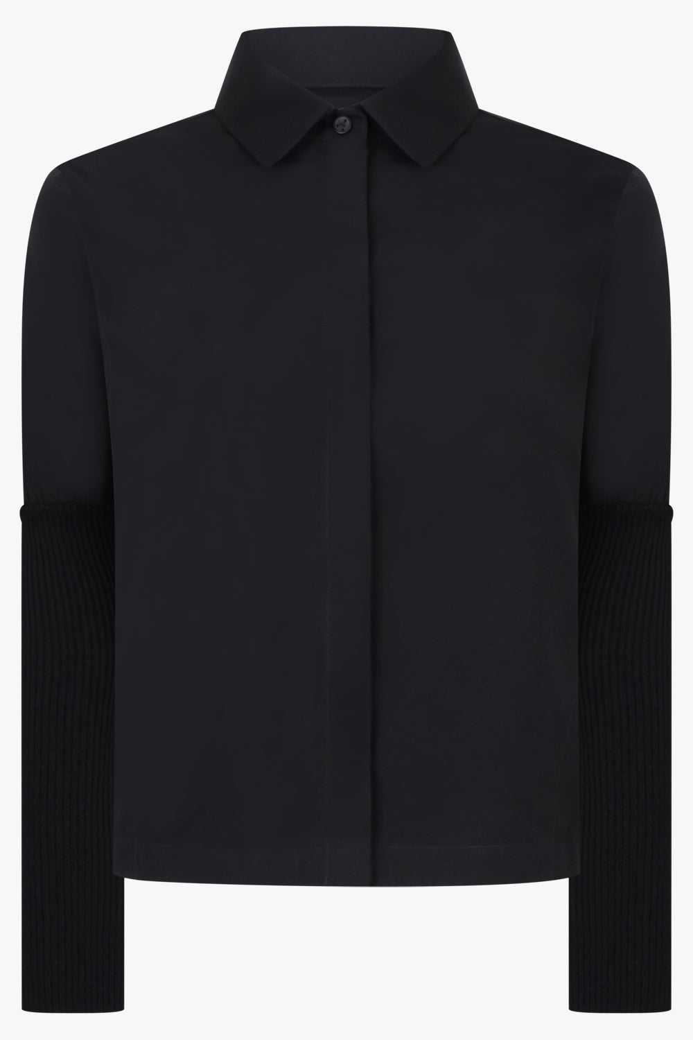 Alaïa Rib Knit Sleeve Shirt in Black