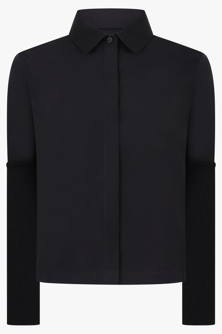 Alaïa Rib Knit Sleeve Shirt in Black