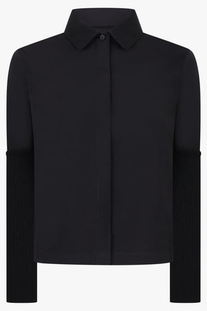 Alaïa Rib Knit Sleeve Shirt in Black