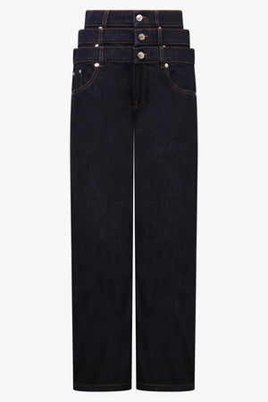 Viktor & Rolf Low Triple Layer Denim Pant in Indigo
