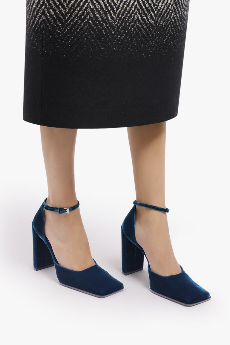 ALAIA SHOES D'Orsay Velvet 90MM Heel | Muted Green