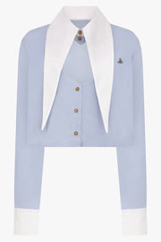VIVIENNE WESTWOOD RTW Cut Off Heart Crop Shirt | Blue/White