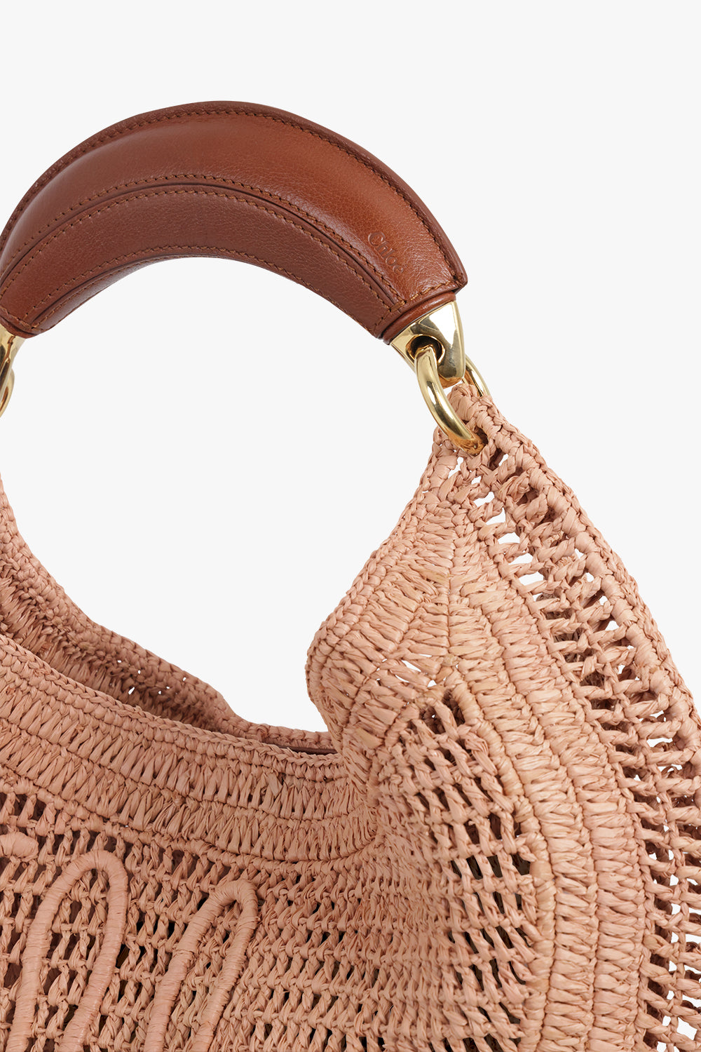 CHLOE BAGS PINK / Summery Beige Summer Banana Raffia Shoulder Bag | Summery Beige