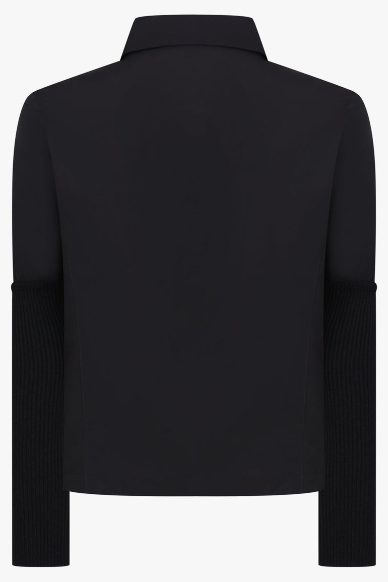 Alaïa Rib Knit Sleeve Shirt in Black