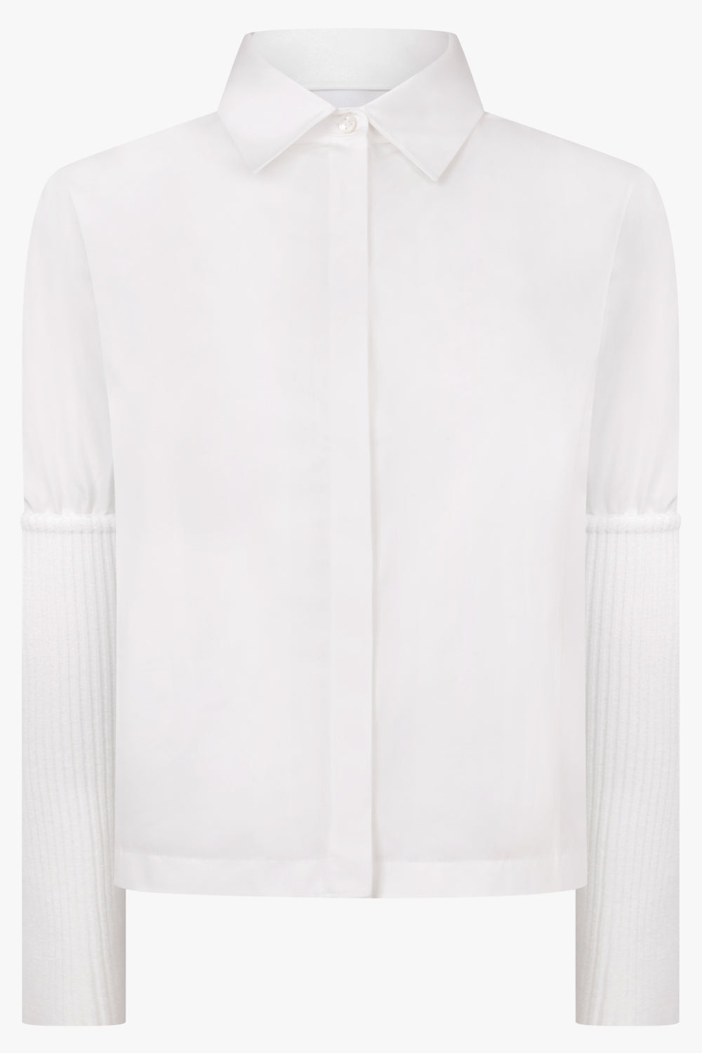 Alaïa Rib Knit Sleeve Shirt in White
