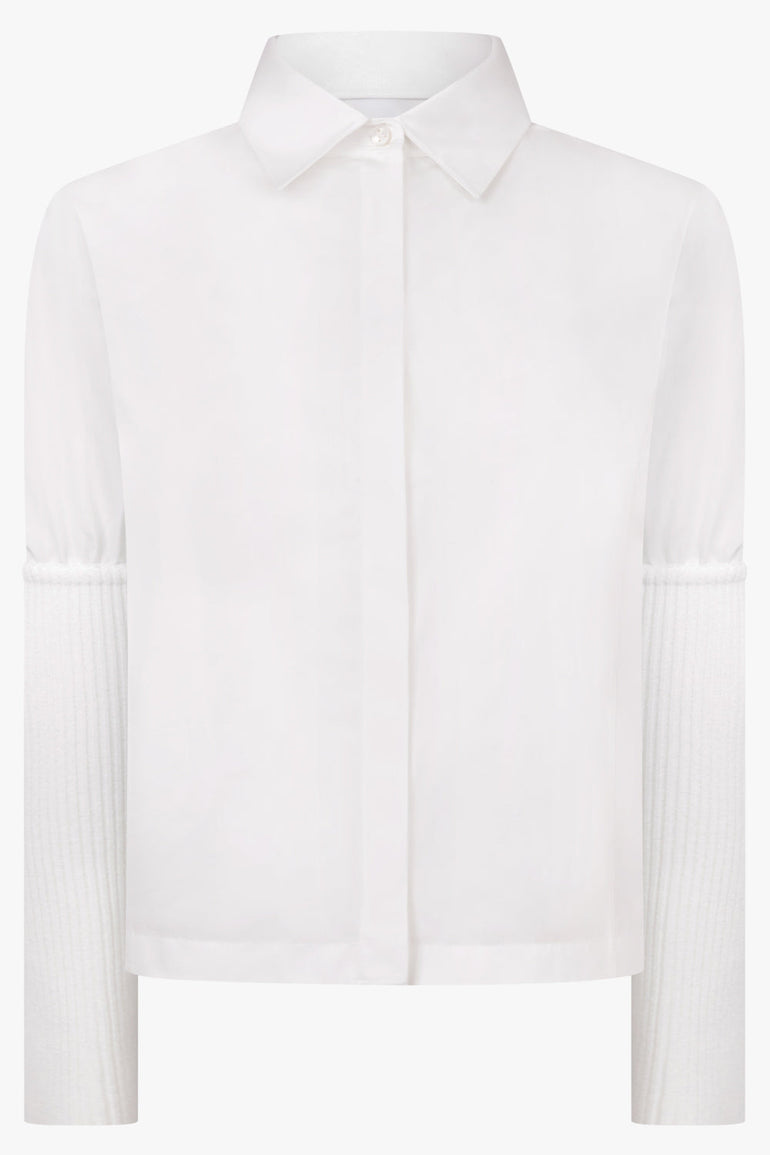 Alaïa Rib Knit Sleeve Shirt in White