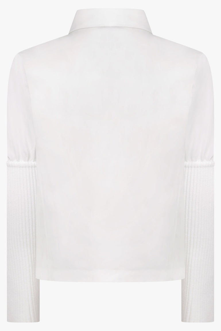 Alaïa Rib Knit Sleeve Shirt in White