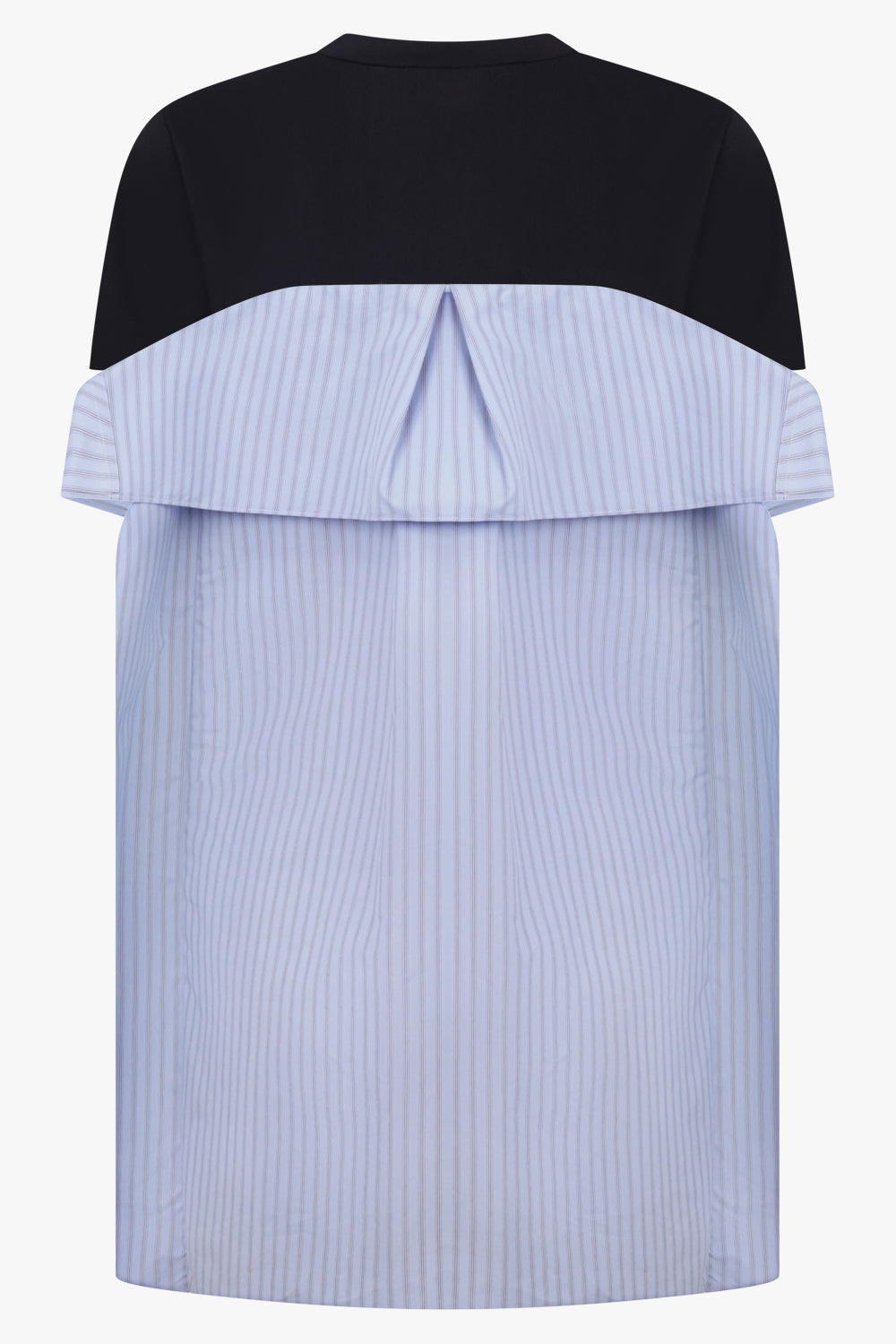 Sacai Long T-Shirt X Stripe Shirt Panel in Navy/Light Blue