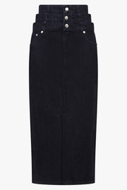 Viktor & Rolf Triple Layer Long Denim Skirt in Indigo