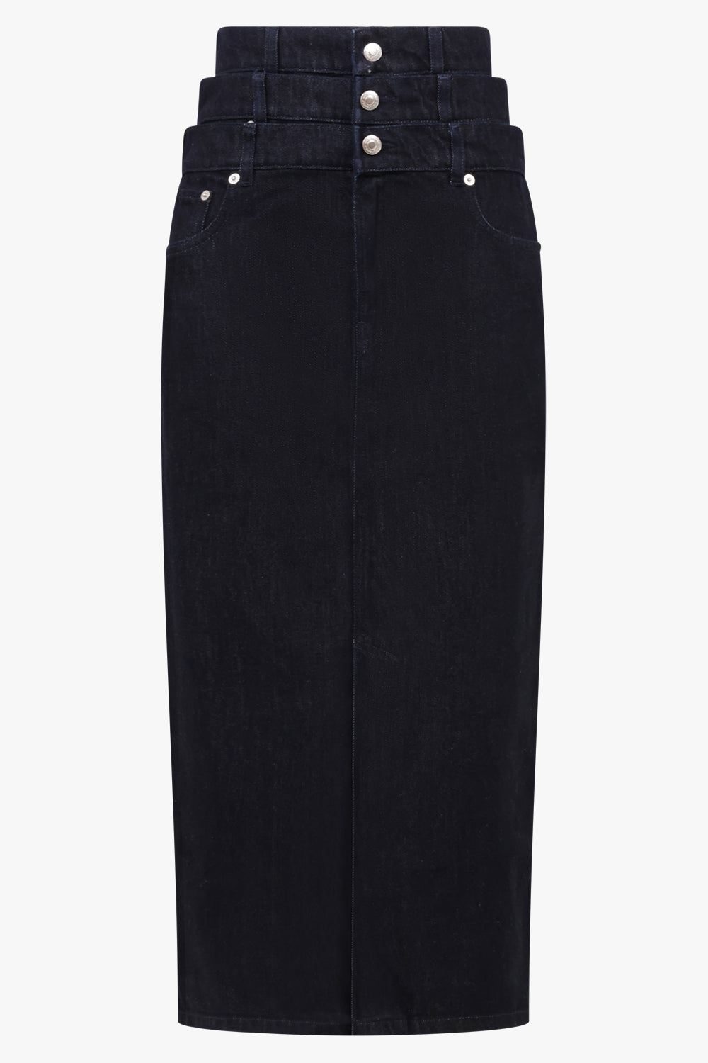 Viktor & Rolf Triple Layer Long Denim Skirt in Indigo