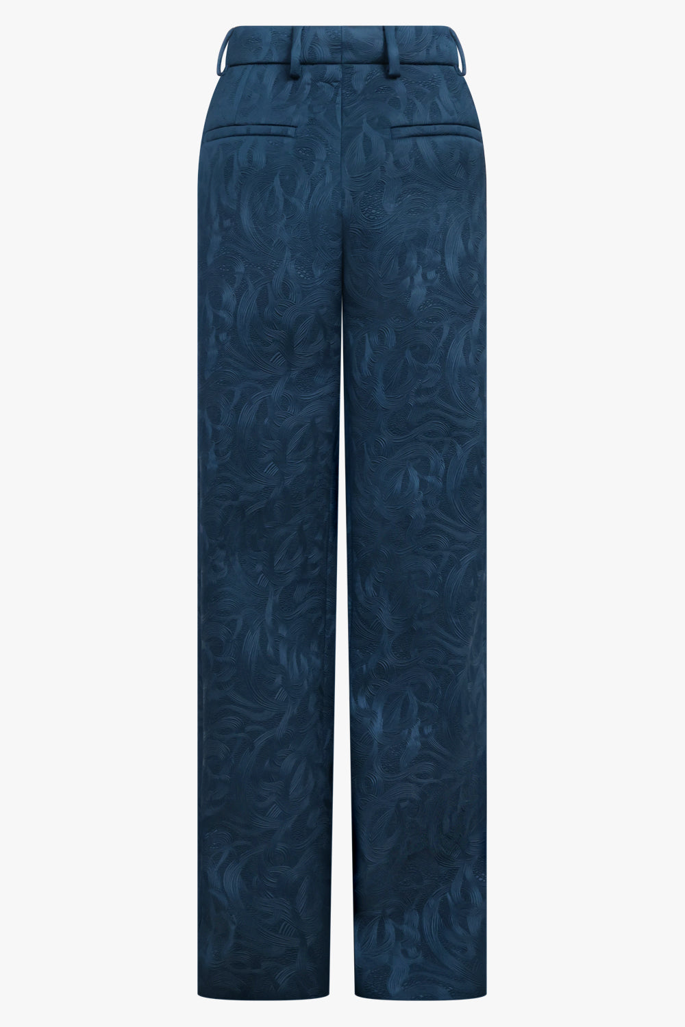 DRIES VAN NOTEN RTW Paxy Embossed Swirl Straight Leg Pant | Petrol Blue