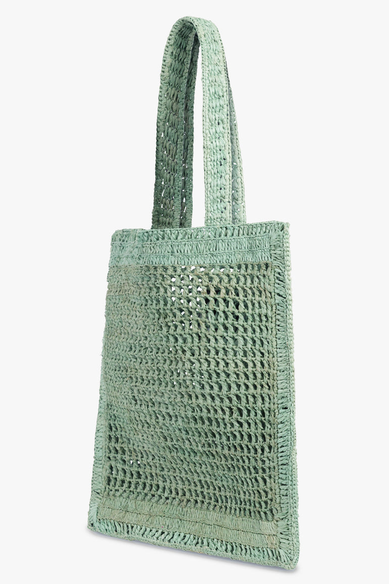 CHLOE BAGS GREEN / Tea Leaf Green Summer Banana Raffia Tote Bag | Tea Leaf Green