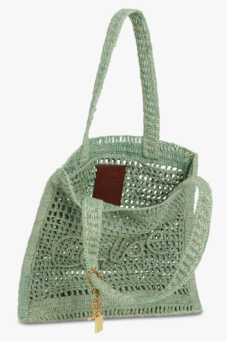 CHLOE BAGS GREEN / Tea Leaf Green Summer Banana Raffia Tote Bag | Tea Leaf Green