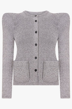 MELITTA BAUMEISTER RTW Foamy Shoulder Glitter Cardigan Jacket | Silver