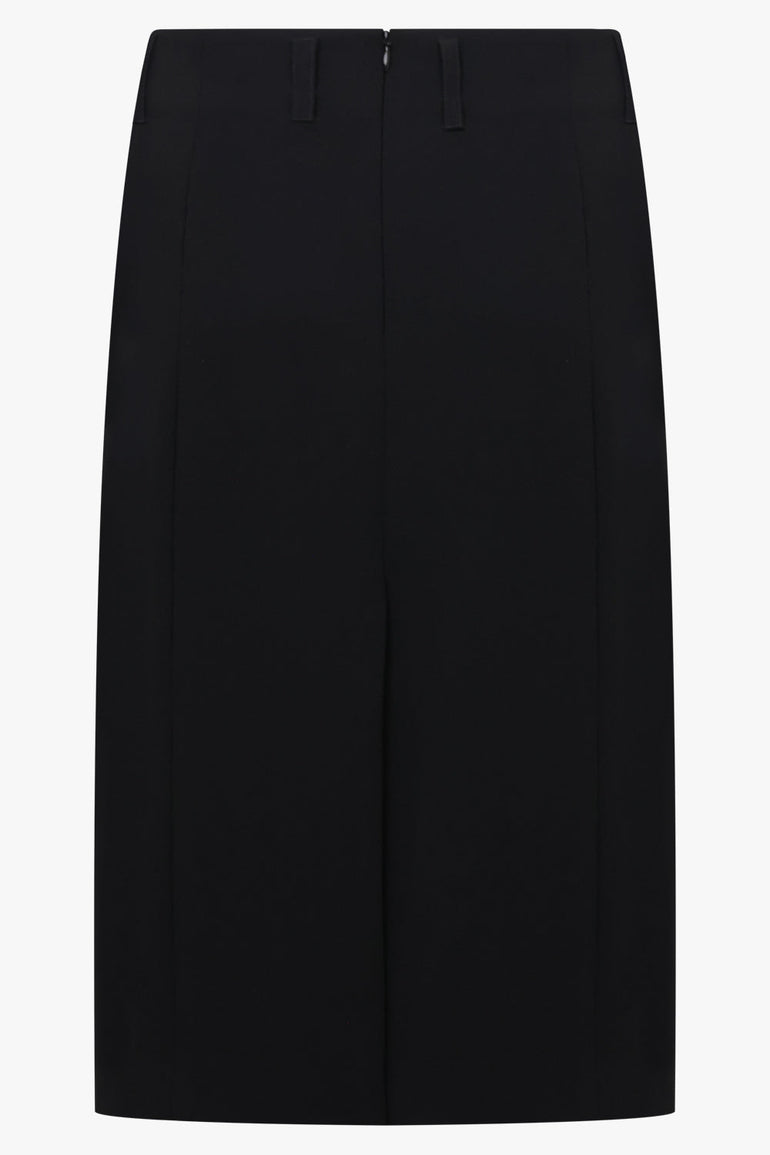 Dries Van Noten Sentista Pixel Floral Embroid Midi Skirt in Black/Multi