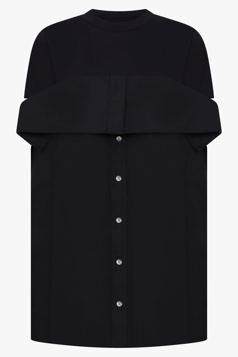 Sacai Long T-Shirt X Shirt Panel in Black