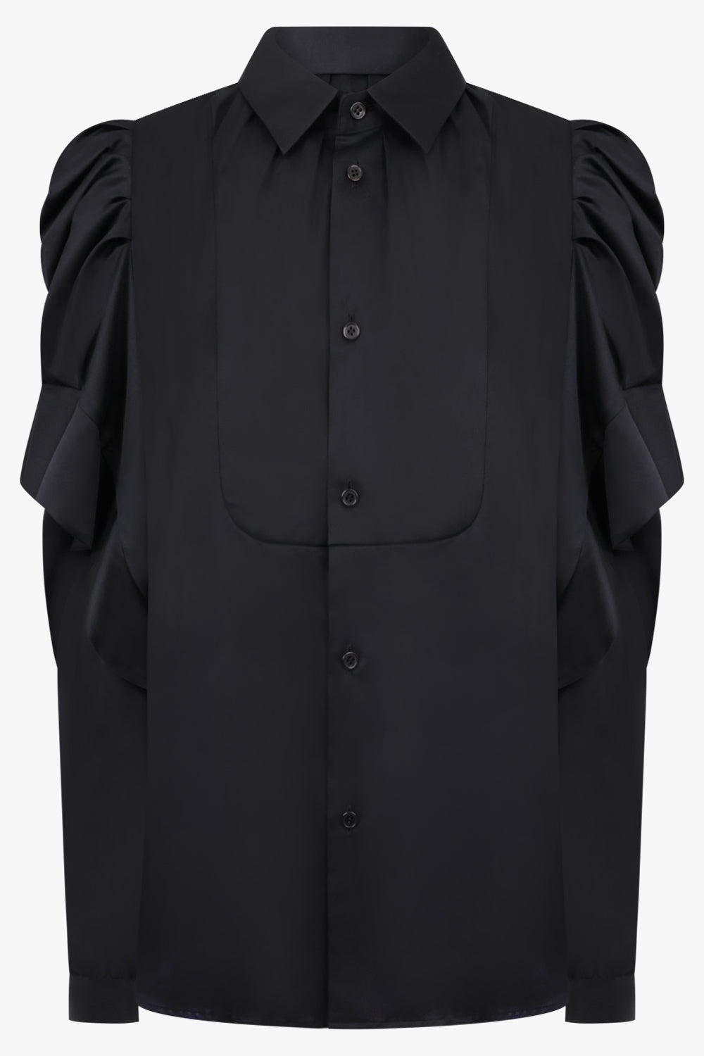 Noir Kei Ninomiya Gathered X Pleat Sleeve Shirt in Black