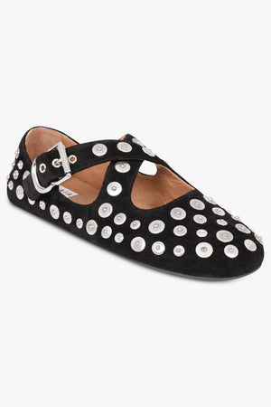 ALAIA SHOES Criss Cross Embellished Ballet Flats | Black