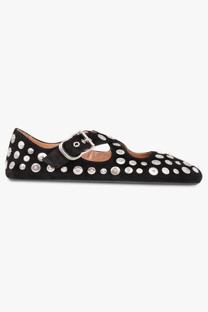 ALAIA SHOES Criss Cross Embellished Ballet Flats | Black