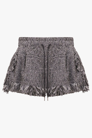 Tweed Fringe Short | Gray